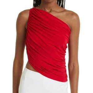NORMA KAMALI Diana One Shoulder Top in Red